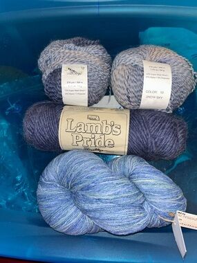 Mixed Blue Yarn Bundle - Wools, 4 Skeins